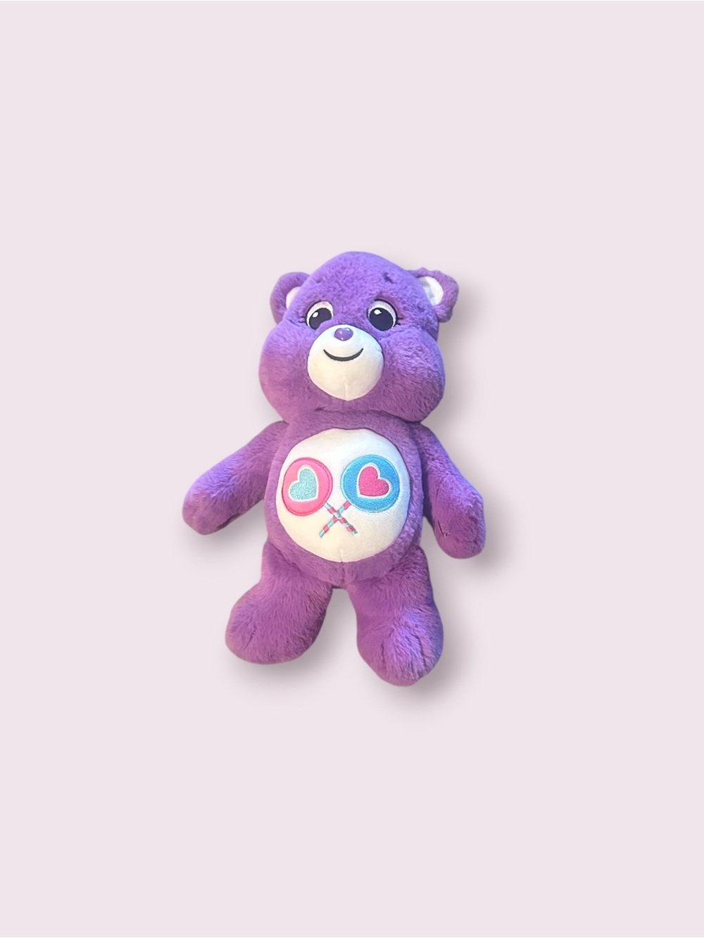 2020 Purple Care Bears Heart Lollipop Plush Stuffed Animal Toy 14"